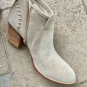 Suede block heel booties